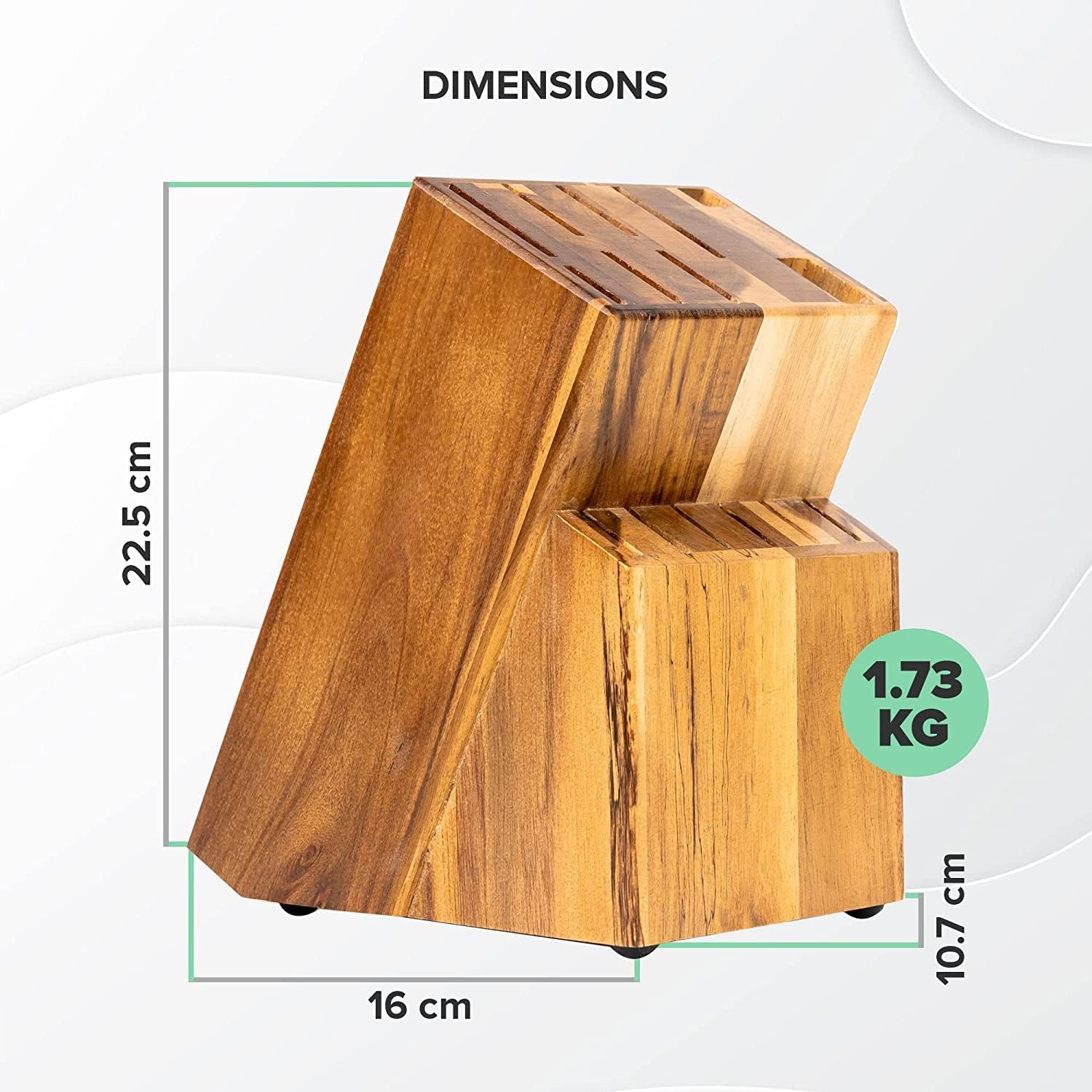 Coninx - Bloc couteaux Acacia - 15 emplacements - pieds antidérapants, rangement universel