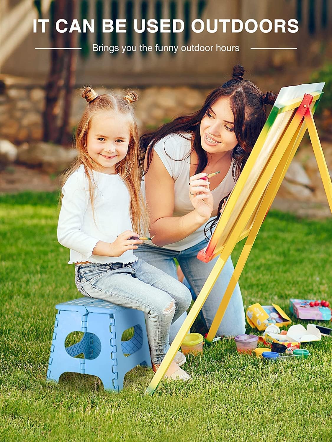 HOUSE DAY - tabouret pliant série 27cm, bleu clair, léger, solide