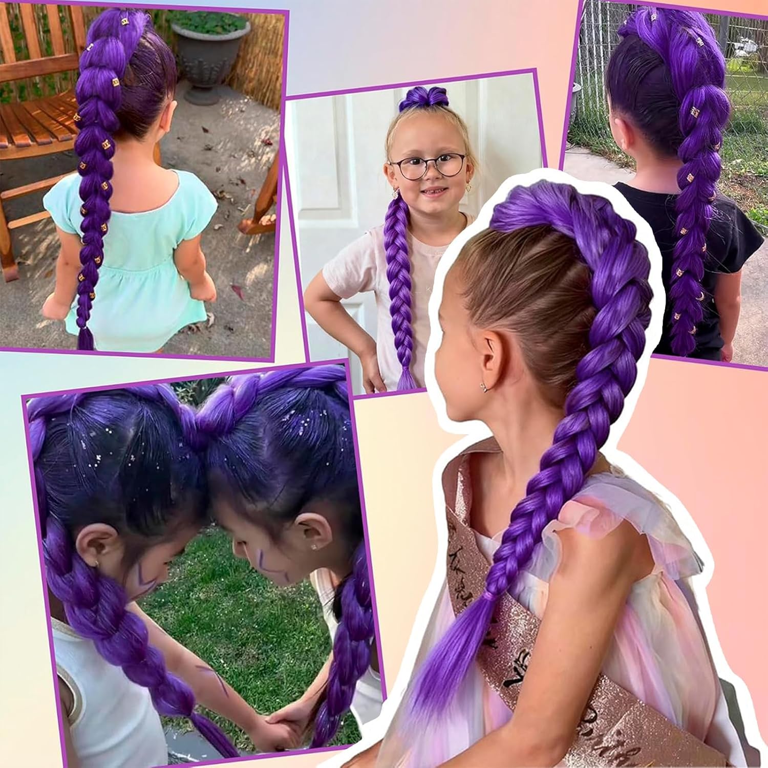 Extension cheveux - longs synthétiques violets 26