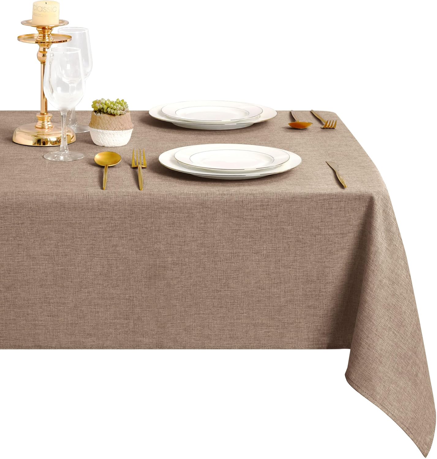 DWCN - nappe aspect lin 135x220cm, lavable et imperméable