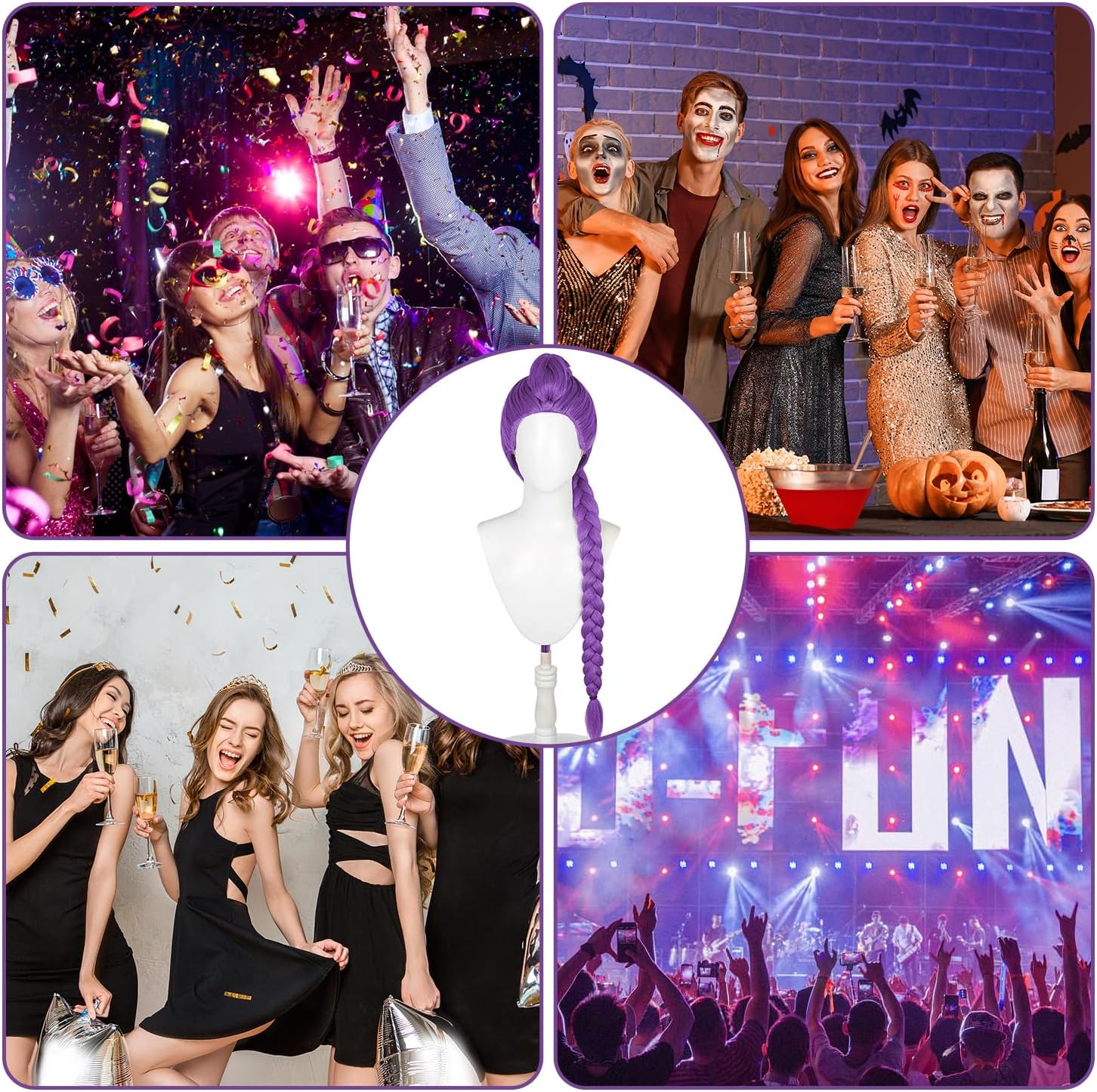 Perruque enfant - chasseur violette tressée longue - cosplay, Halloween