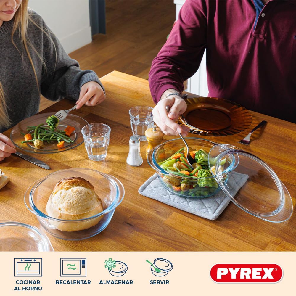 Pyrex - 4 In 1 Cocottes - 1.6L & 2.3L - Verre borosilicate, cuisson vapeur