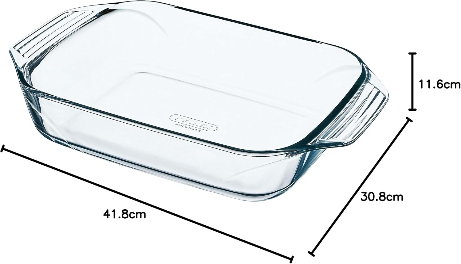 Pyrex - Lot de 3 plats à four rectangulaires - larges poignées, verre borosilicate, format familial