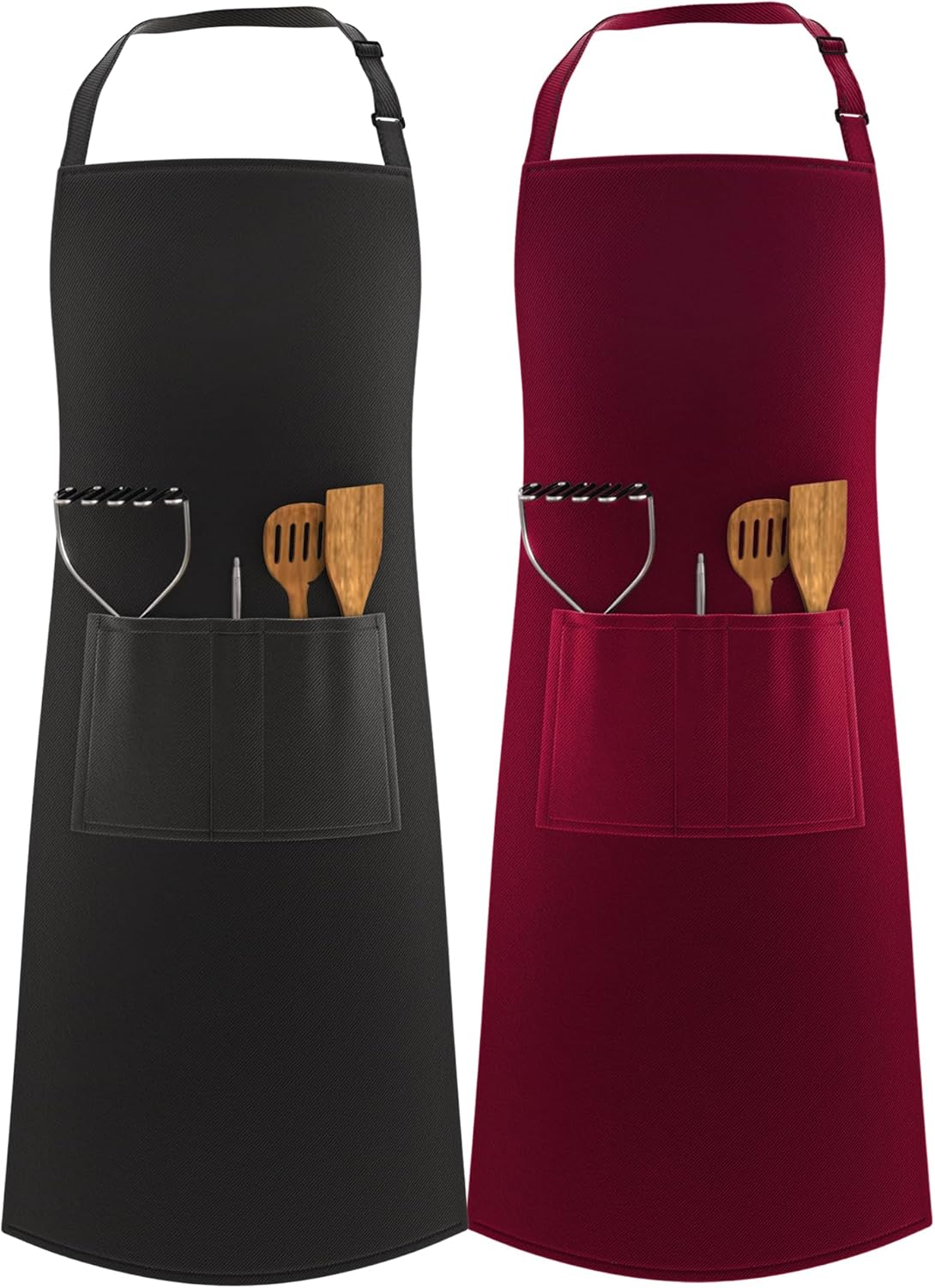 LEFUNDA - tablier cuisine réglable, étanche, 3 poches, longues lanières