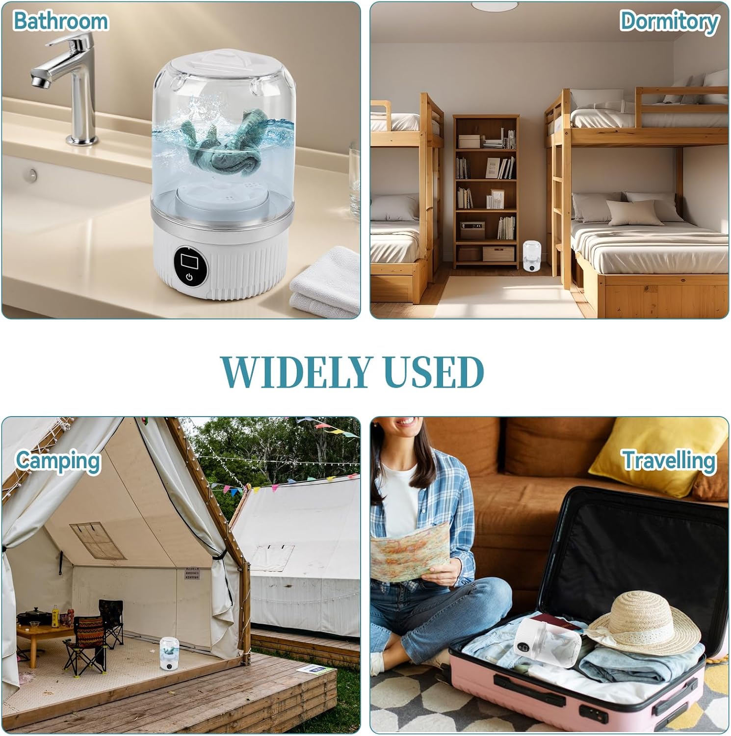 Mini machine à laver portable - 2 modes - compacte - rechargeable sans fil