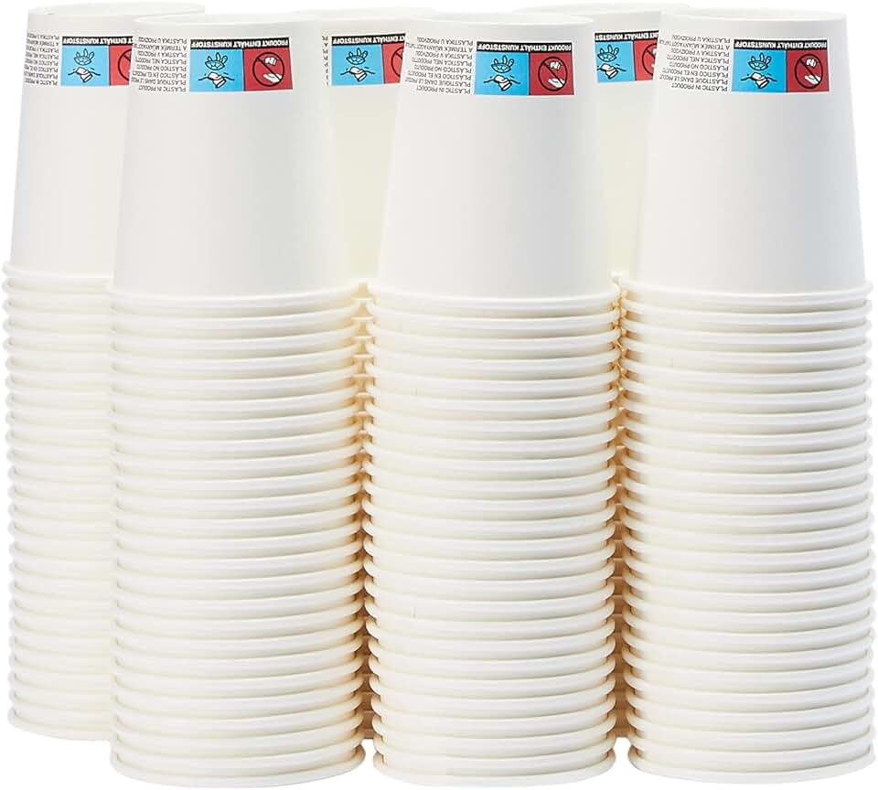 maxi-dealzz Basics - Gobelets en carton - 207 ml - 150 unités, pour boissons chaudes, blanc