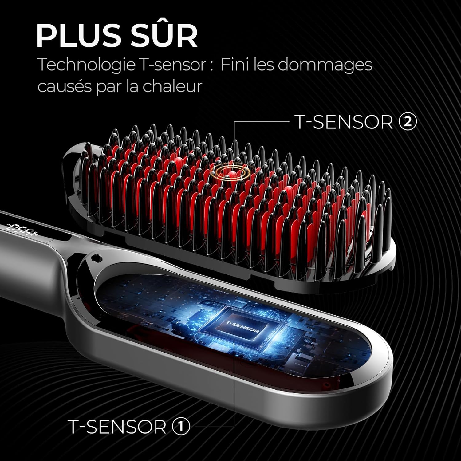 TYMO - Ionic Plus - Brosse lissante, 16 températures, LCD, anti-brûlure
