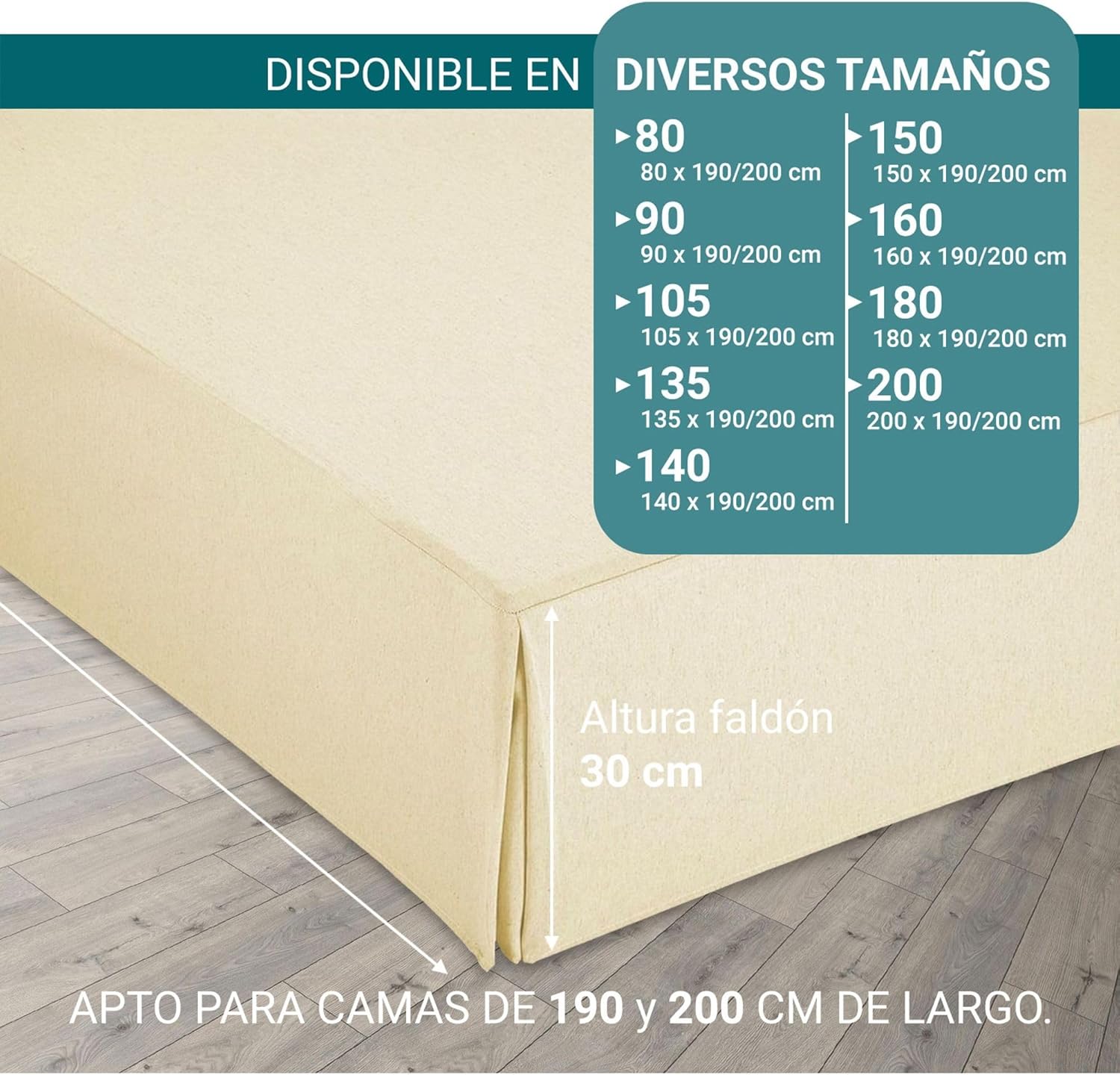Drap-Housse canapé beige - 90x190/200 cm - Antidérapant, respirant, fabrication Espagne