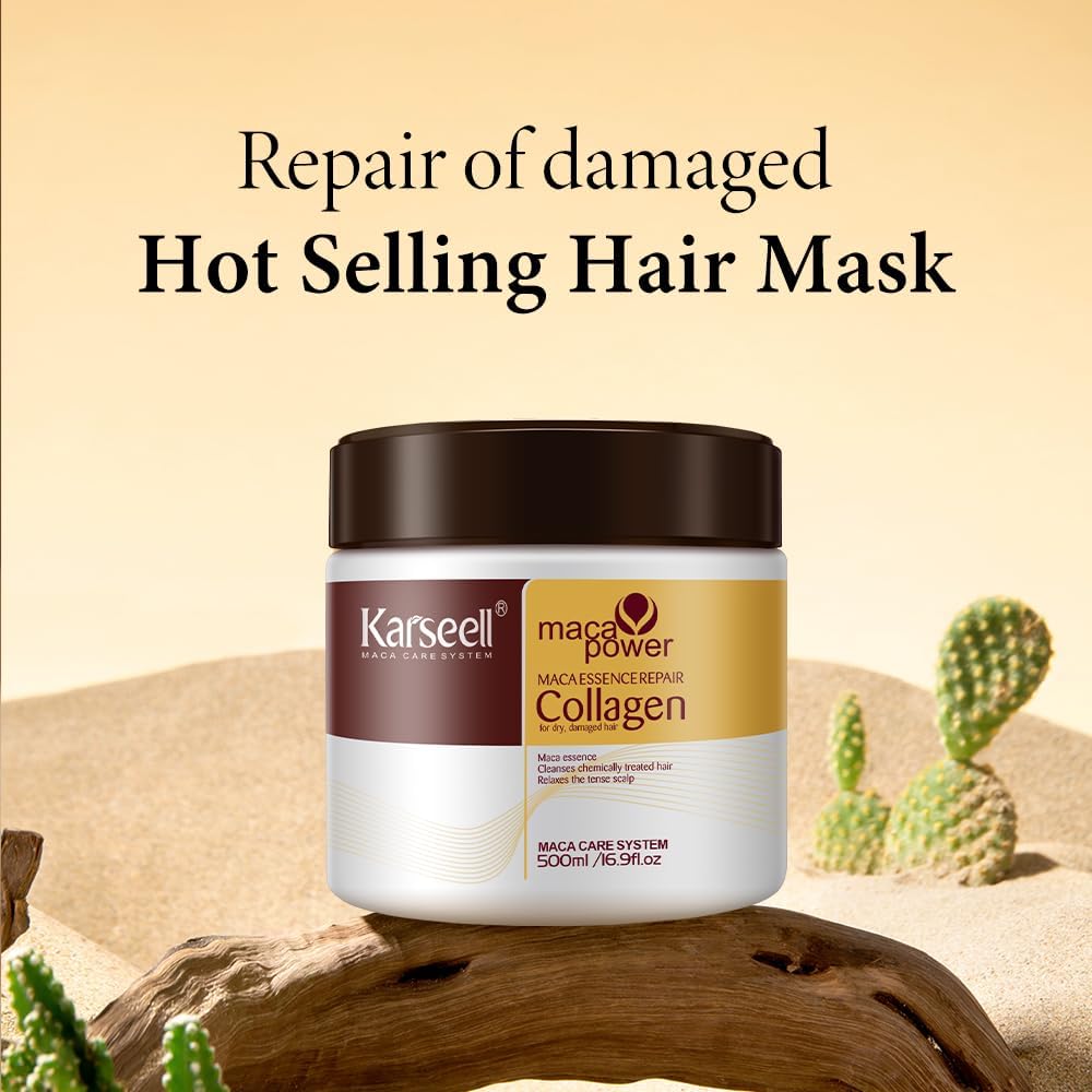 Karseell - Collagen Masque Cheveux 500ml - Argan, réparation intense