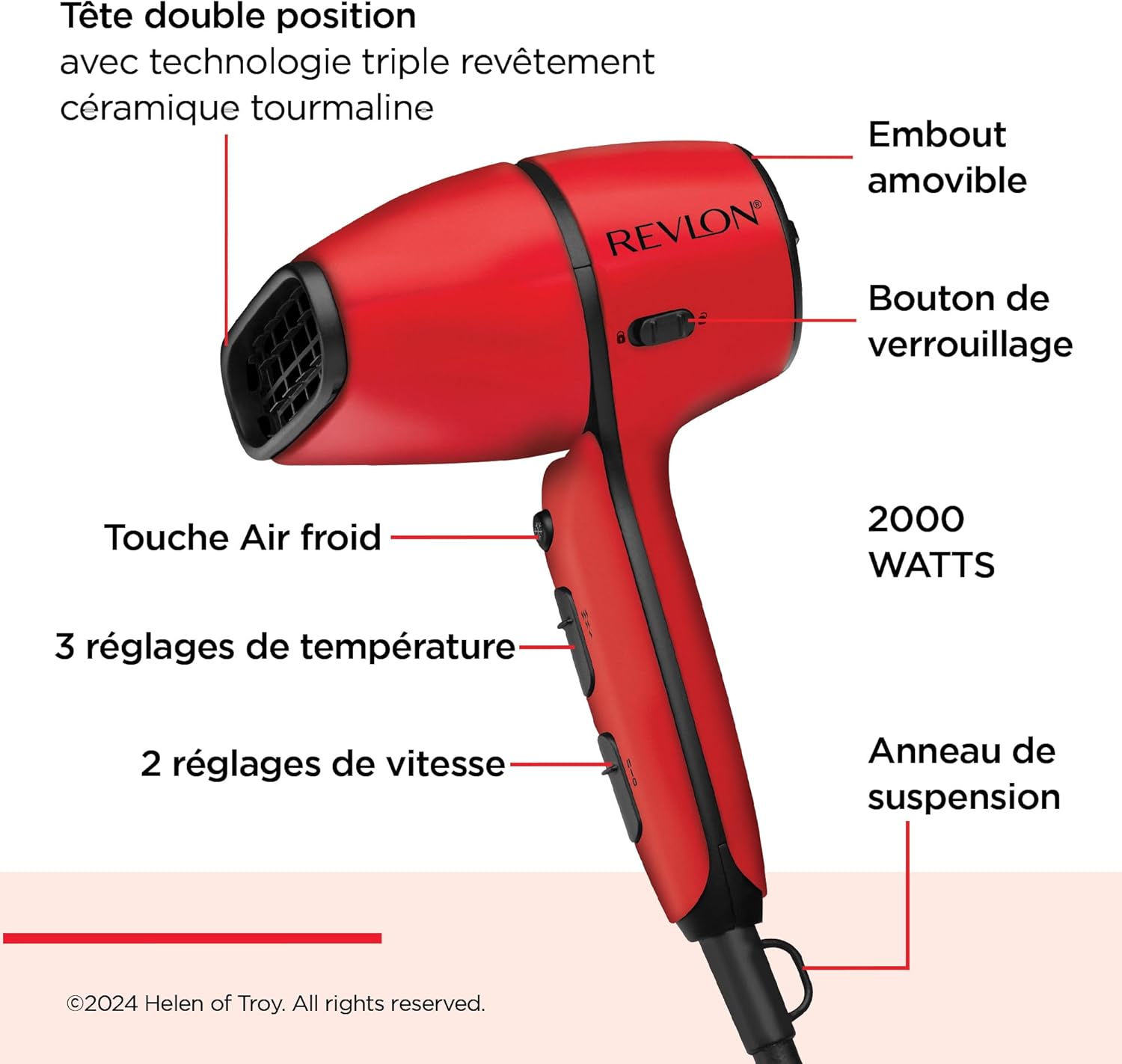 Revlon - Airflow Control - compact - concentrateur rotatif, diffuseur 2000W - RVDR5320