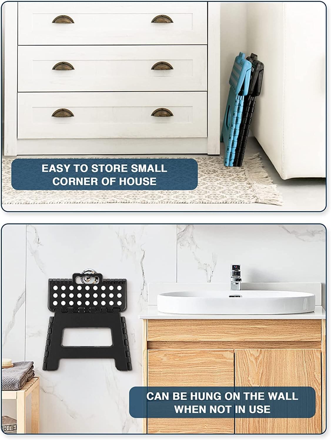 HOUSE DAY - tabouret pliant noir 22cm - 150kg - léger, compact