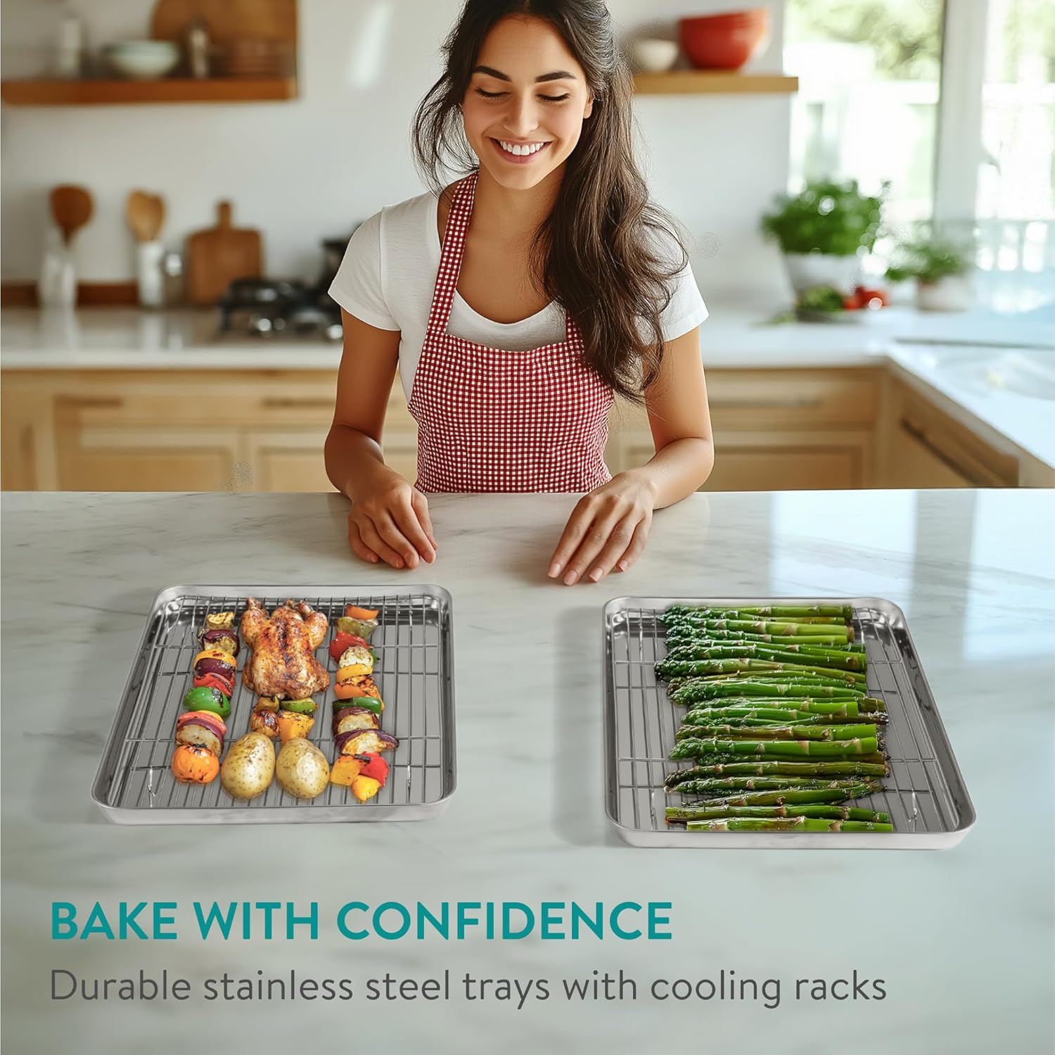 Navaris - bac cuisson inox rectangulaire - 2 tailles - inox avec grille