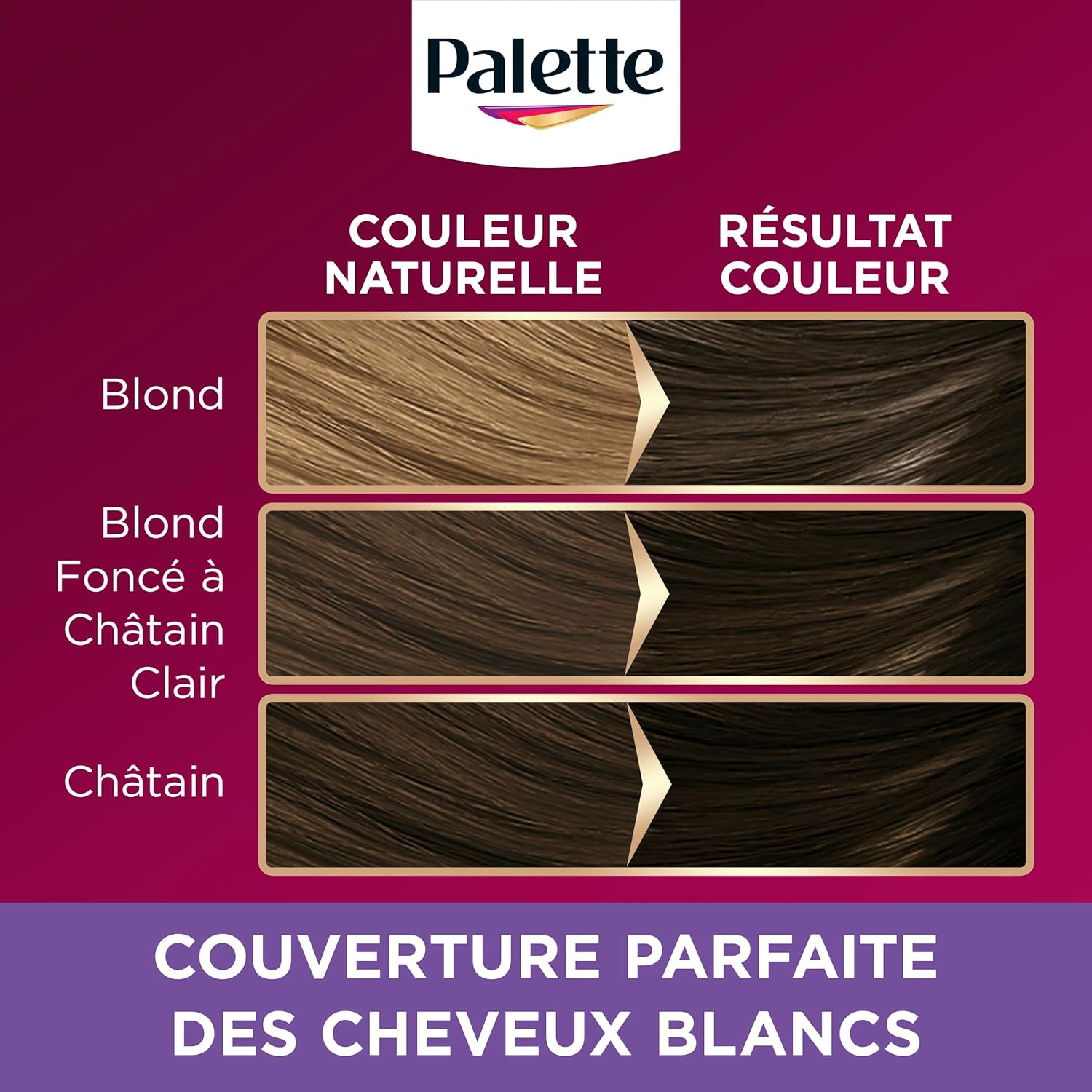 Palette - Intensive color crème soin - couvre 100% cheveux blancs - tenue 8 semaines - soin masque - Châtain Chocolat 70