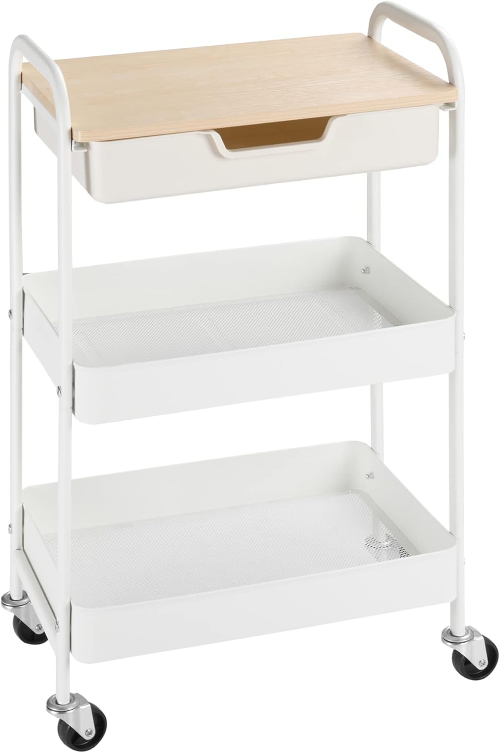 HOMCOM - chariot cuisine 2 étagères, tiroir, bois/acier, 60x40x80 cm