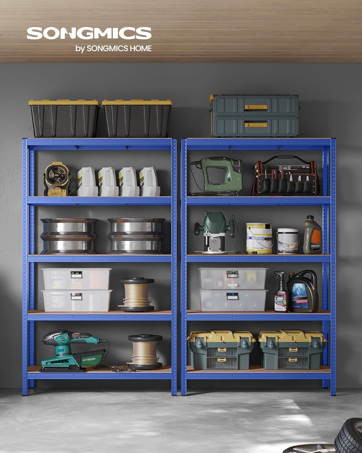 SONGMICS - étagère industrielle 60x120x200 cm, 5 niveaux, 750 kg, GLR060Q02