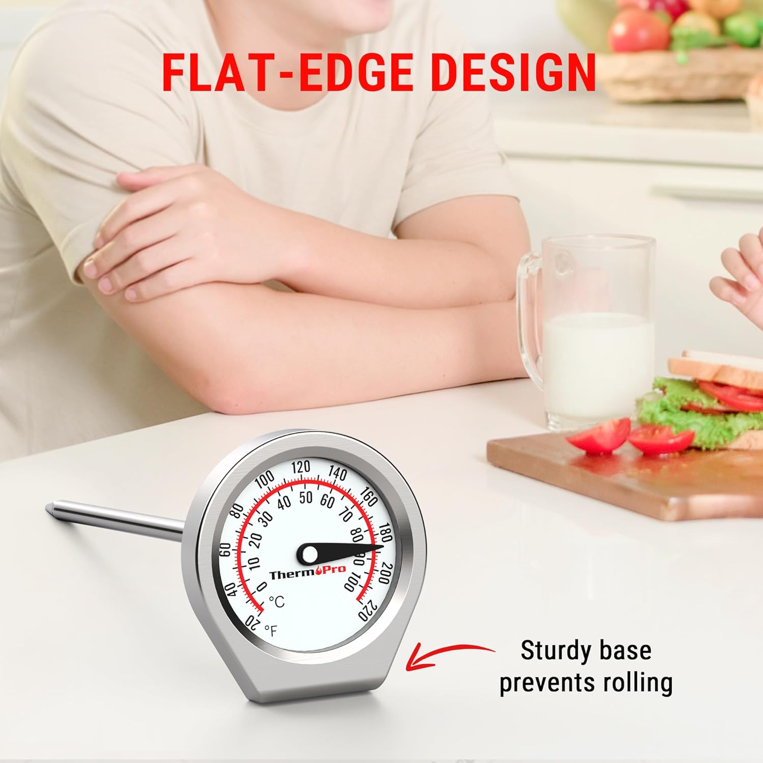 ThermoPro - thermomètre à viande inox - analogique - précision cuisson APT418