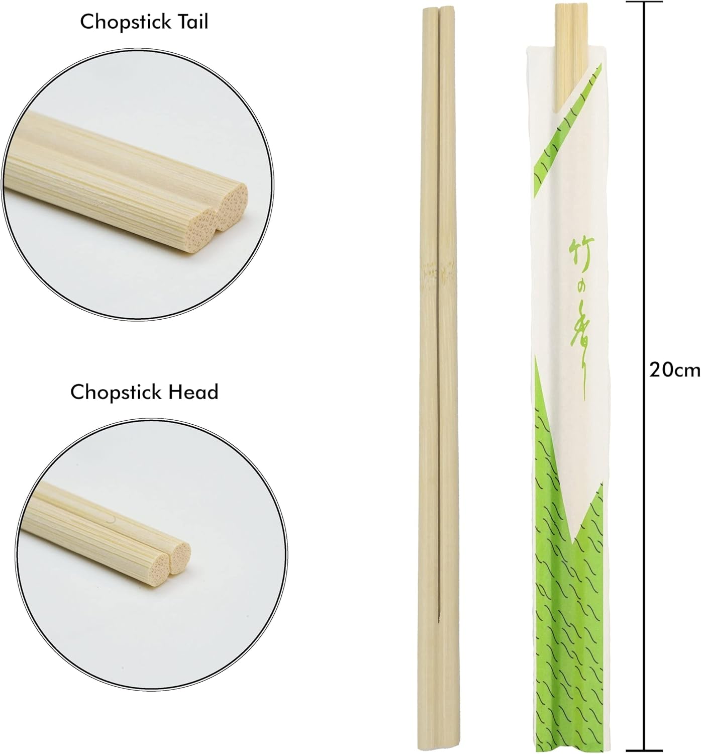 Ken Chiku - baguettes Genroku 20cm - bambou durable, 40 paires