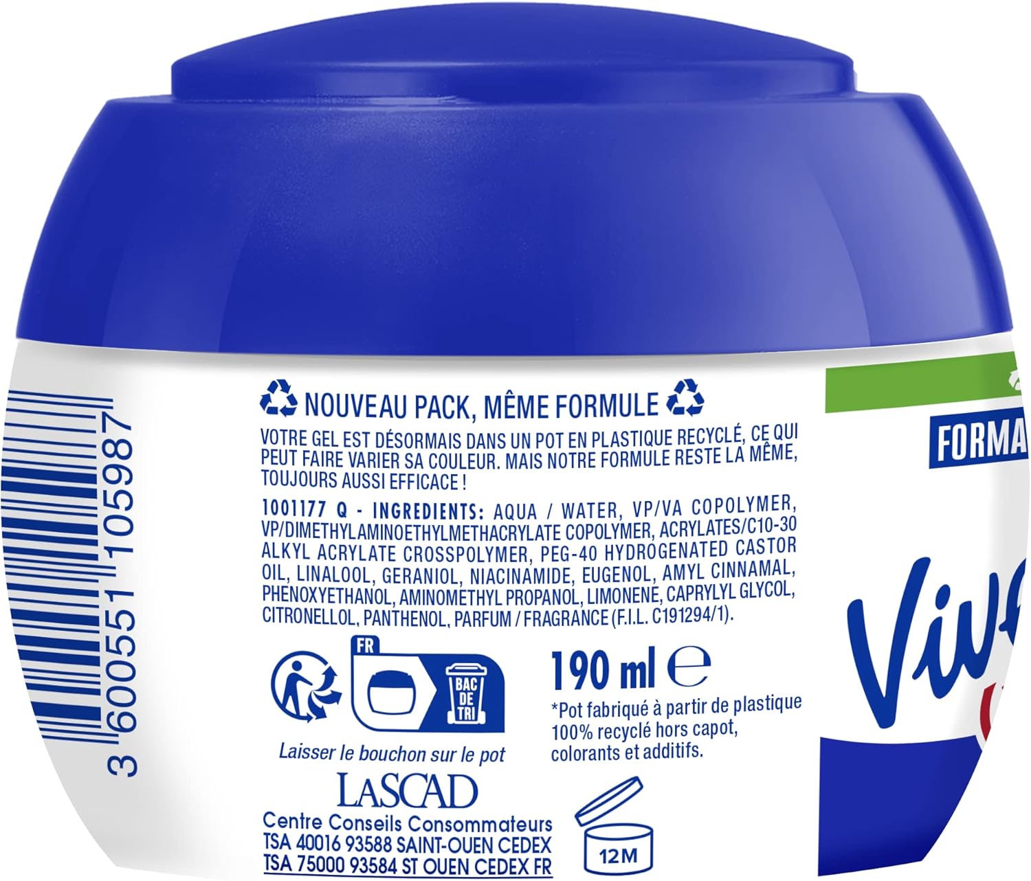 Vivelle Dop - Gel Fixation Béton - 190ml x2 - tenue extrême, coiffage longue durée