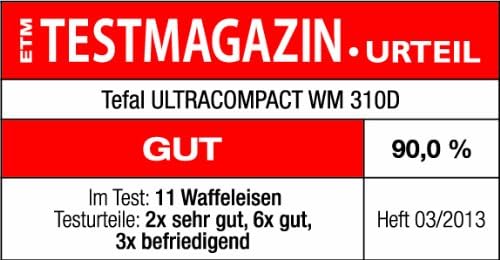 Tefal - Gaufrier WM310D - 1000W - plaques cœur antiadhésives, régulateur de température, bac récupérateur