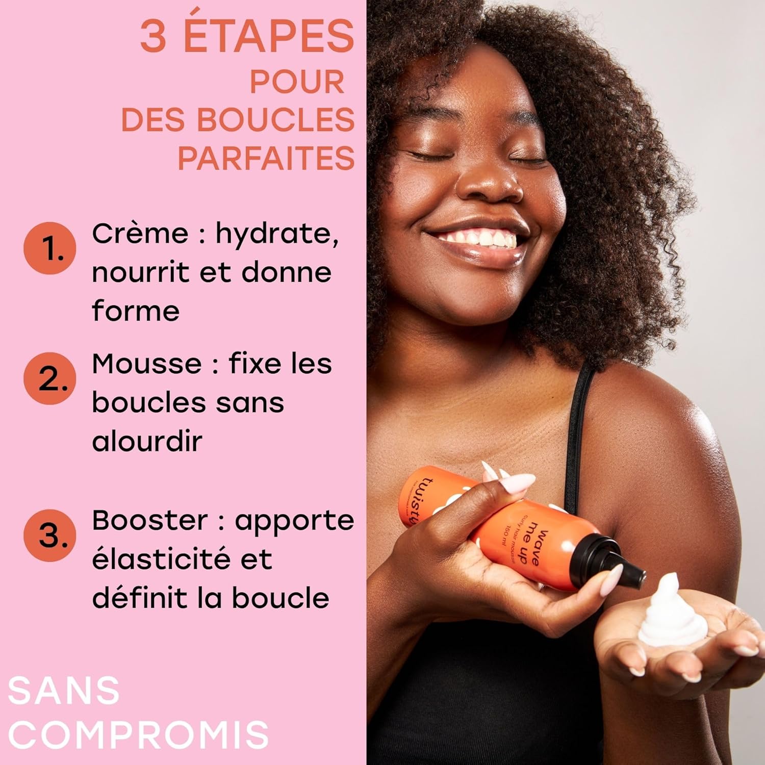 TWISTY - Kit boucles naturelles, crème, mousse, booster - définition et brillance