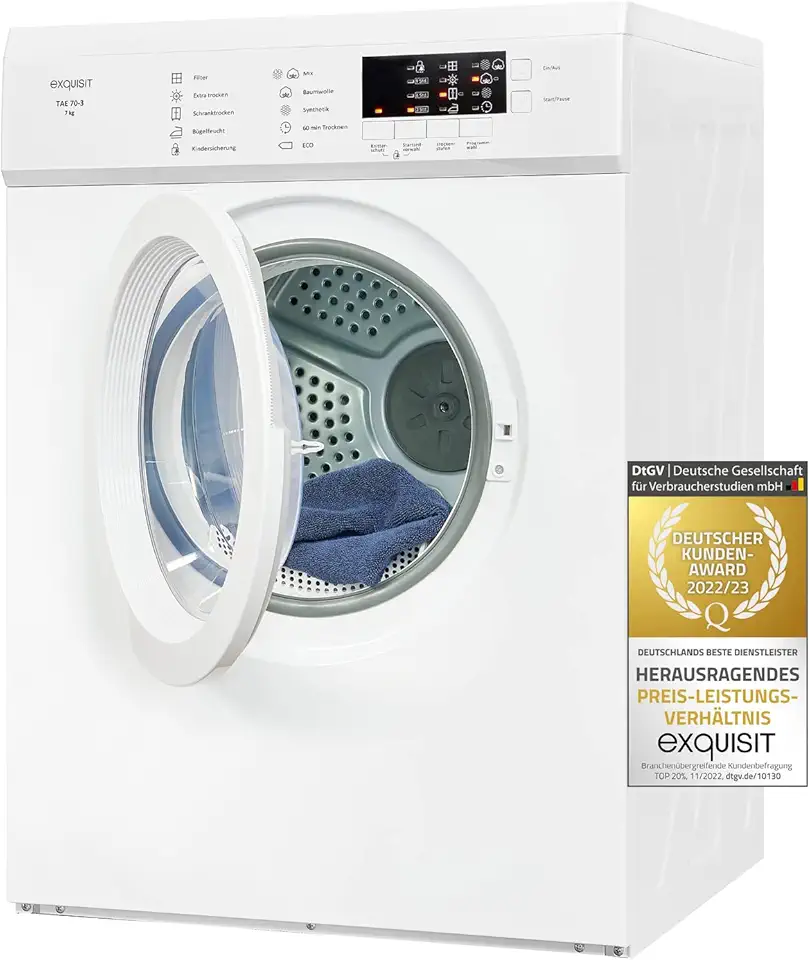 Exquisit - Sèche-linge série TAE - 7 kg, 8 programmes, départ différé, TAE70-3