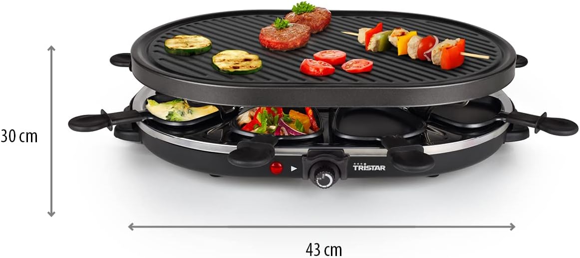 Tristar - RA-2996 - 43x30 cm - Raclette multifonction 8 pers, 1200W