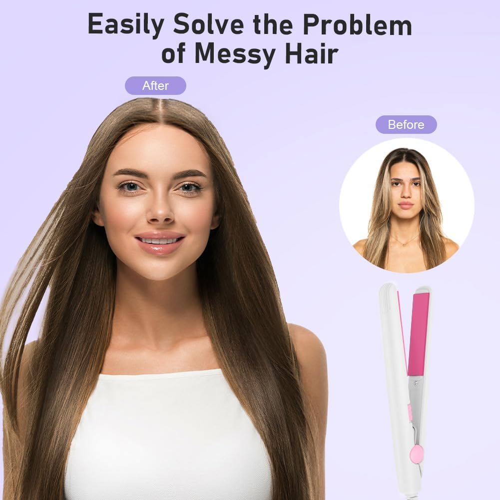 LOPHE - Mini fer à lisser 2 en 1, compact, chauffage rapide, 110-220V