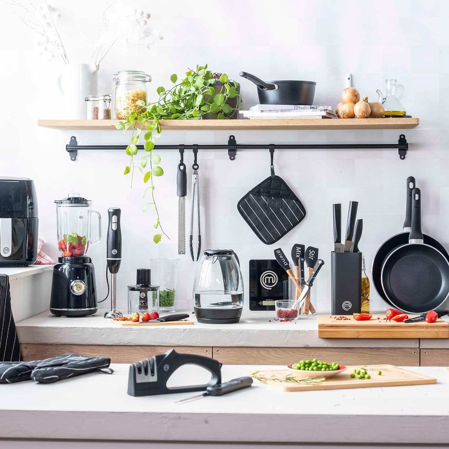 MasterChef - Set couteaux cuisine, 5 pièces, inox, revêtement antiadhésif, manche ergonomique