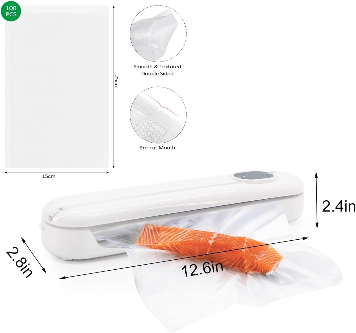 Machine sous vide alimentaire 5 en 1, 100 sacs inclus, mode sec/humide