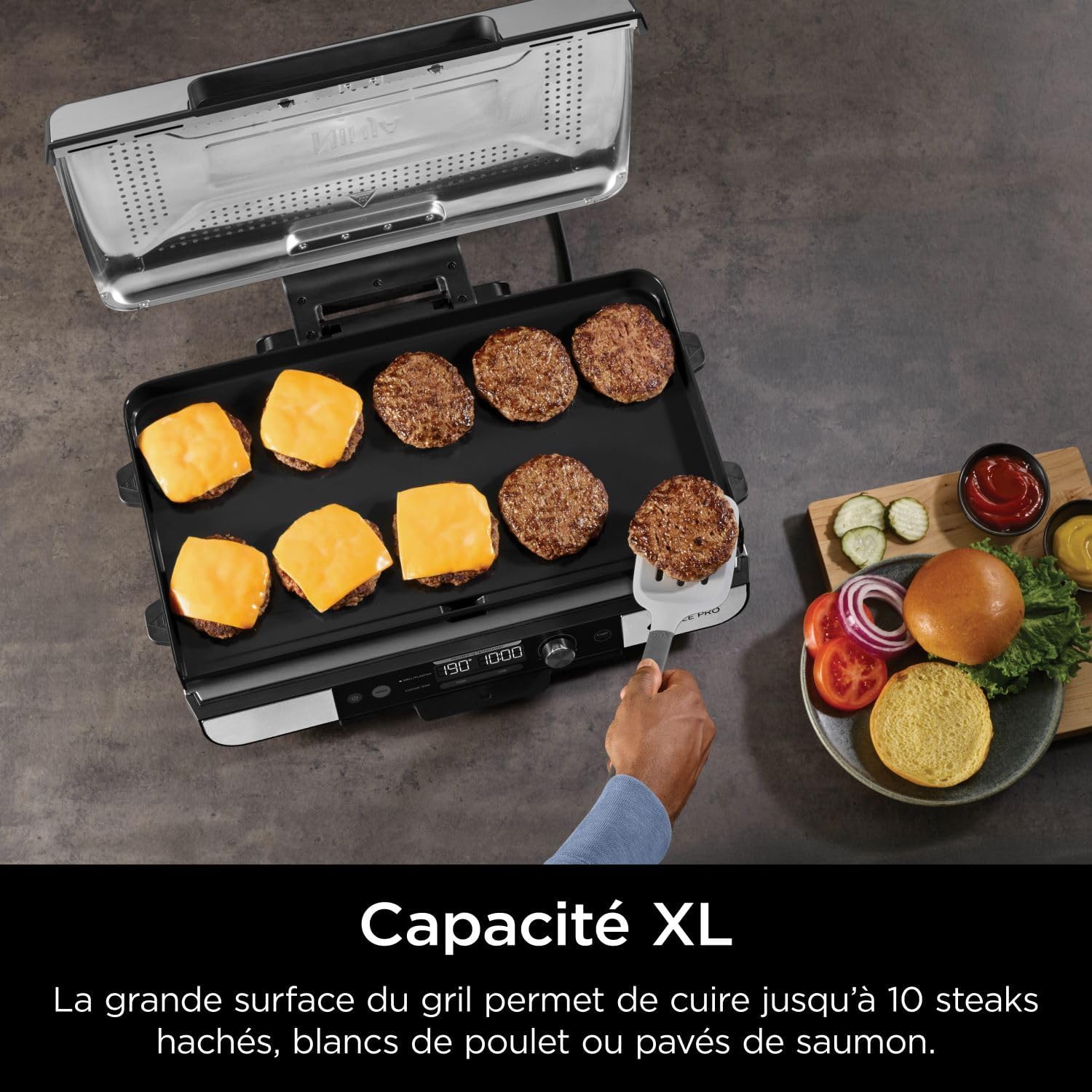 Ninja - Sizzle Pro XL - grill électrique multifonction, intérieur, plancha céramique, accessoires inclus - GX101EU