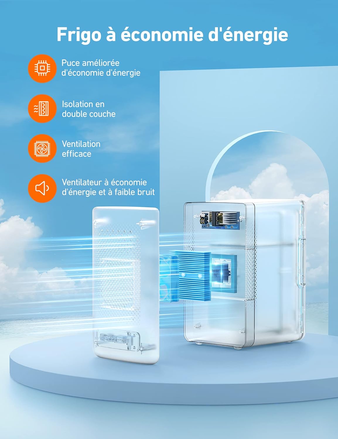 AstroAI - Mini Frigo 6L - portable, chaud/froid, 8 canettes, 12V/220V