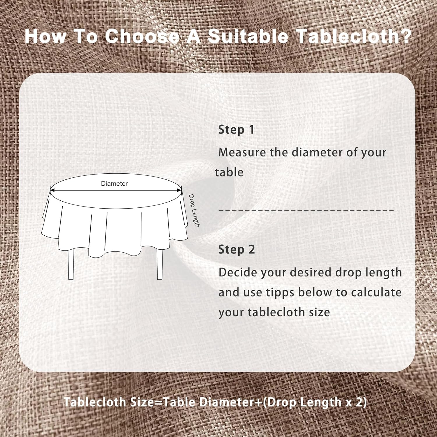 DWCN - nappe ronde effet lin 160 cm, imperméable, lavable, kaki DWCN