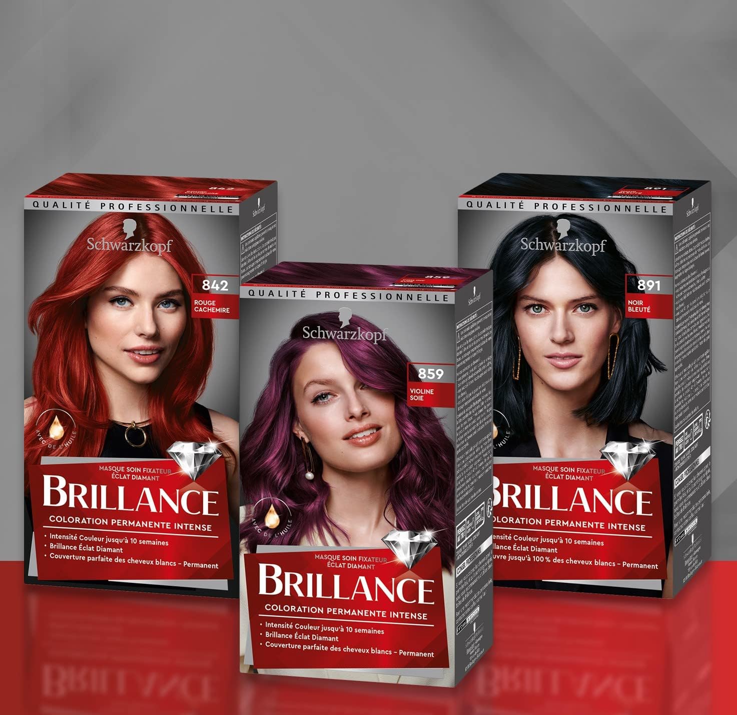 Schwarzkopf - Brillance Intense - éclat diamant, soin nourrissant, couvre 100% blancs - Rouge Cachemire 842