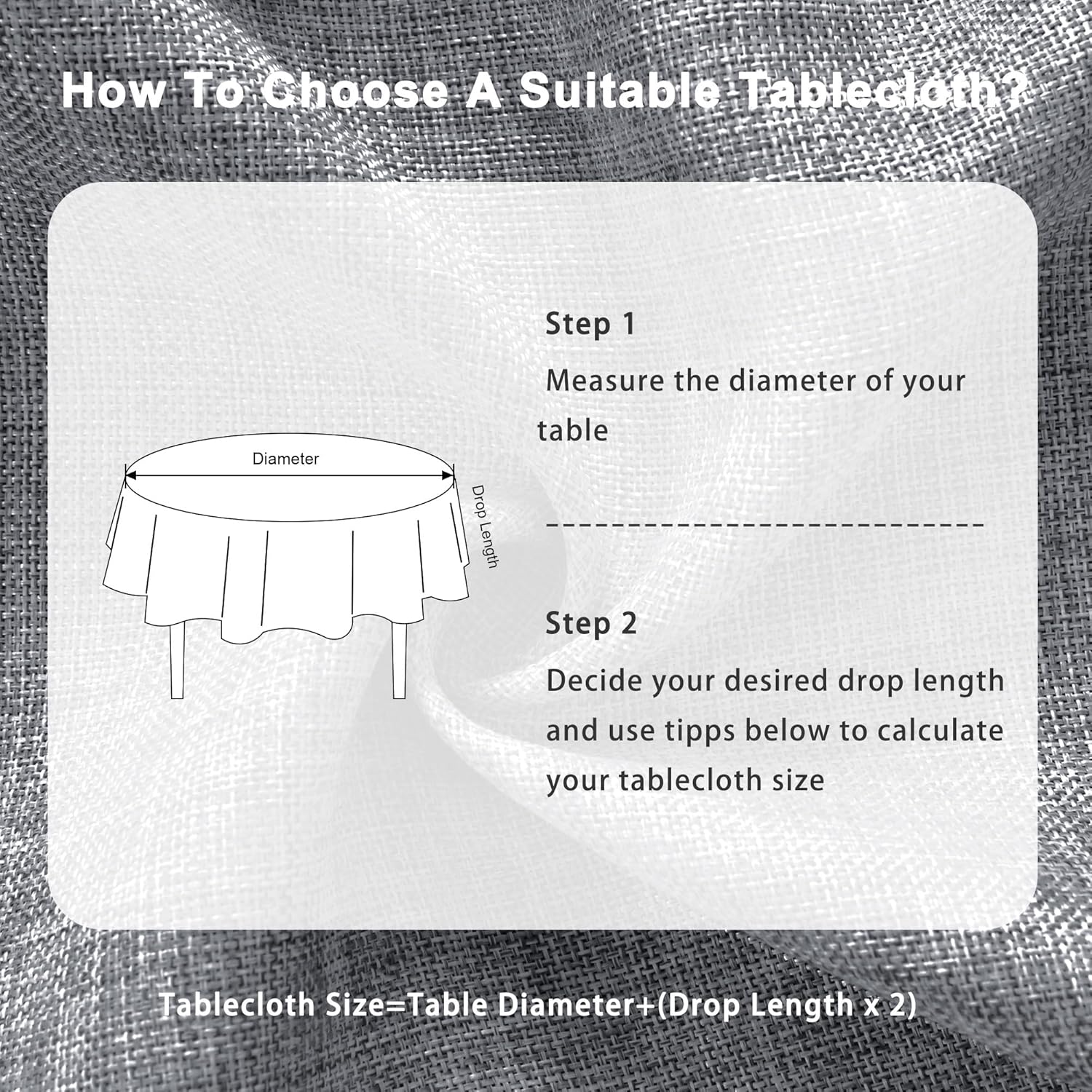 DWCN - Effet Lin 120 cm - nappe ronde imperméable, anti-tache