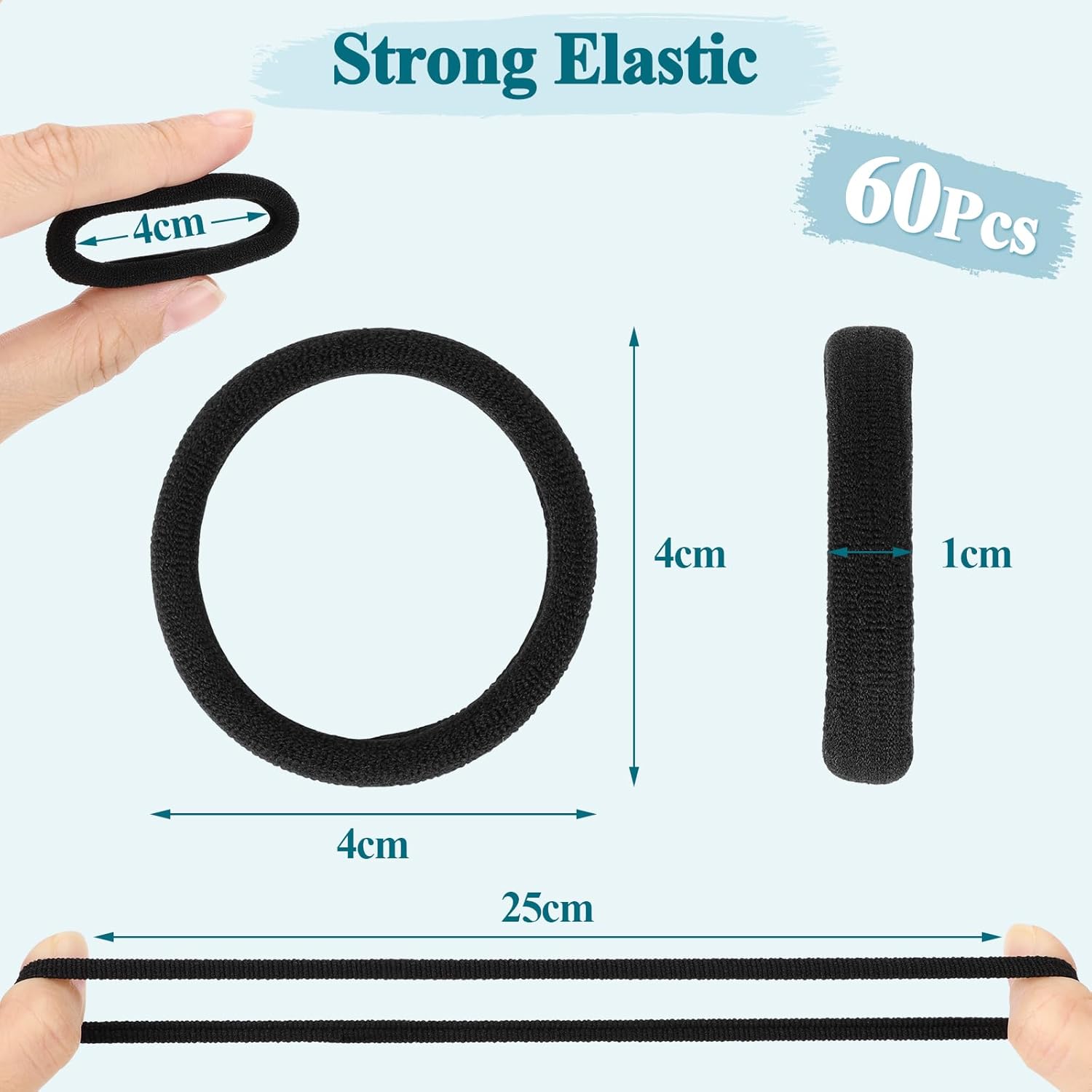 Elastiques cheveux - lot 60 pièces - épais, doux, sans dommages, polyester