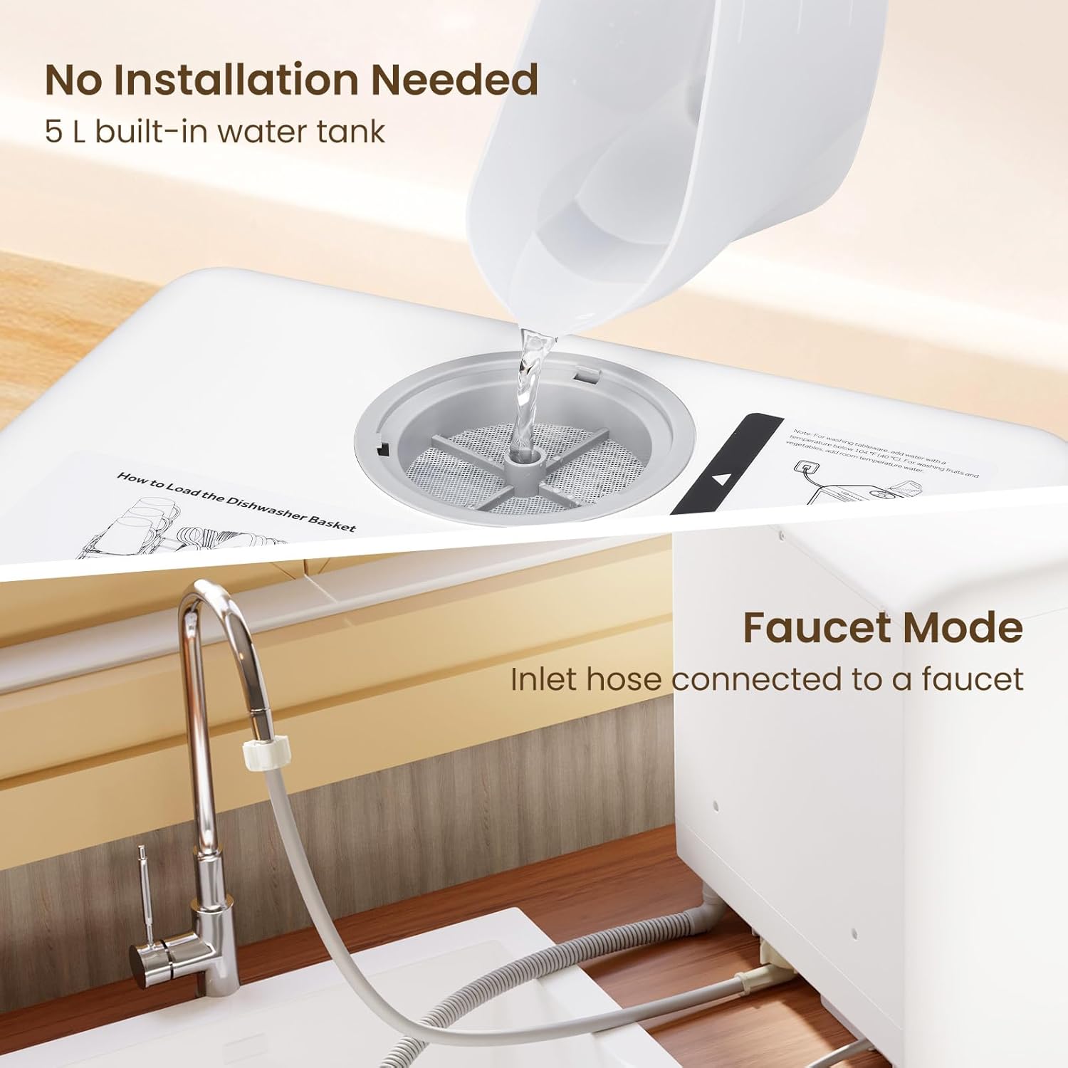 HAVA - mini lave-vaisselle portable - compact - 6 programmes, réservoir 5L, soin bébé, séchage à l'air