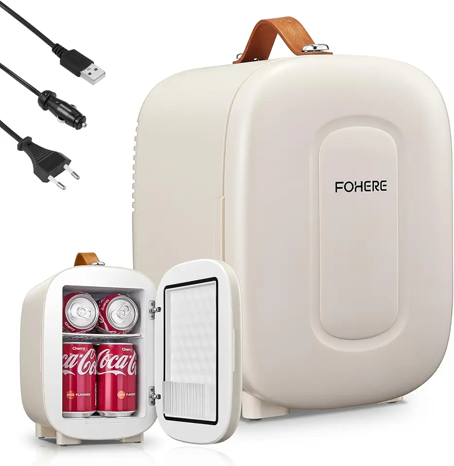 FOHERE - Mini Frigo 5L - compact USB/CA/CC, 6 canettes, blanc