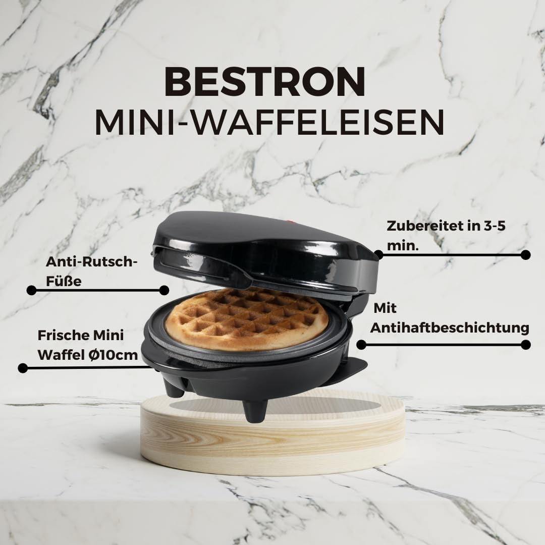 Bestron - Mini gaufrier rétro - compact - revêtement antiadhésif, idéal fêtes