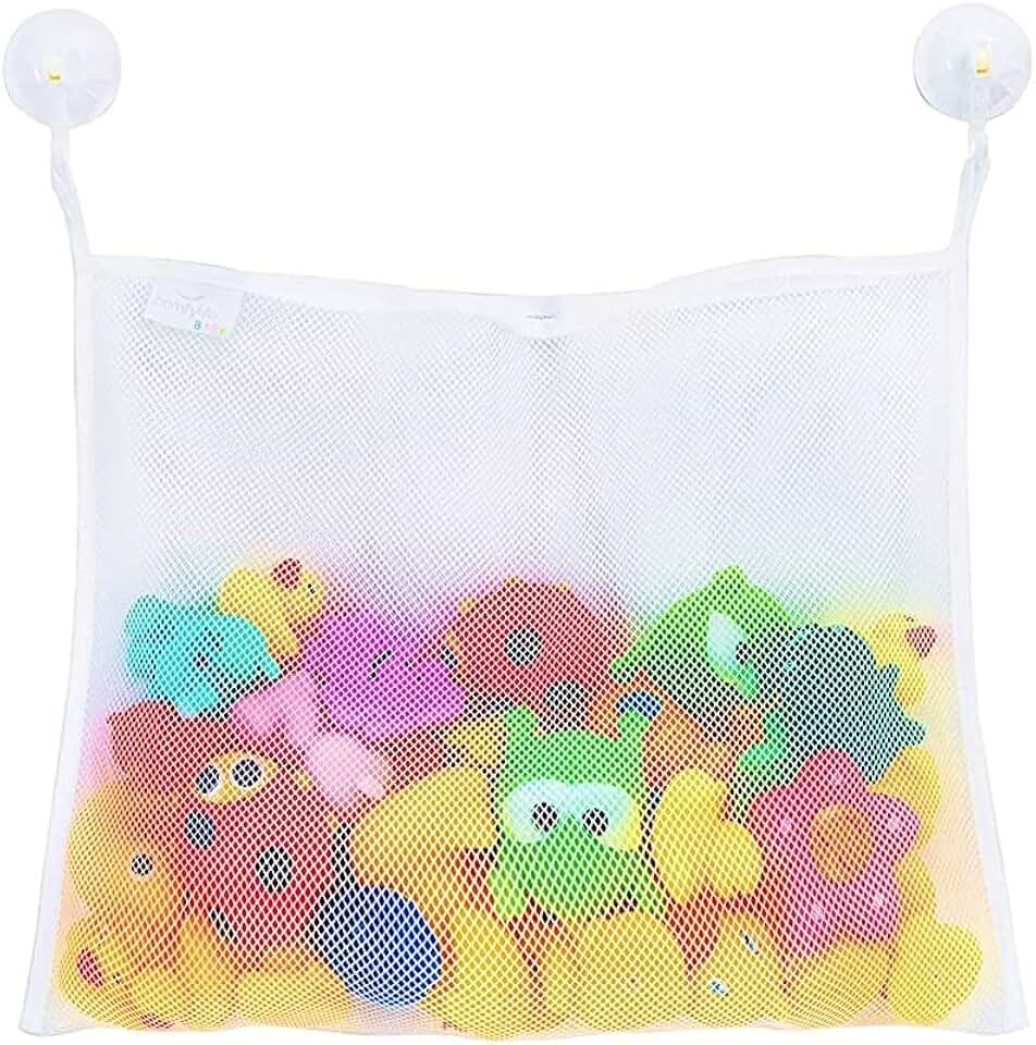 Filet de bain rangement jouets, animaux marins, 2 ventouses, lavable, sans perçage