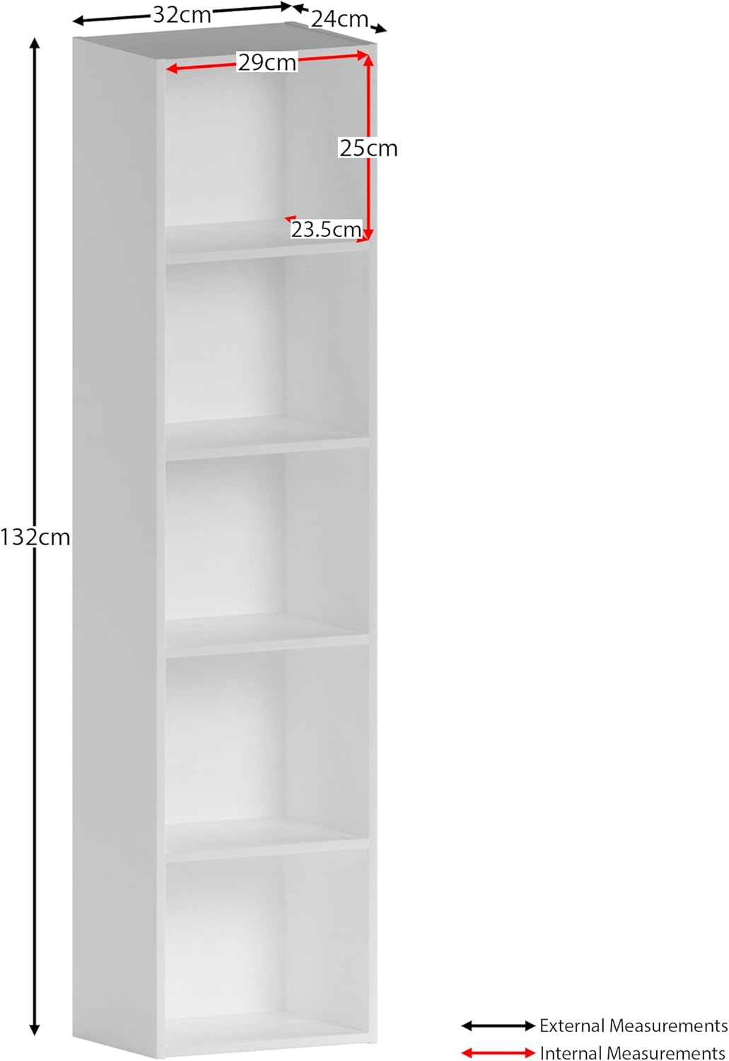 Vida Designs - Oxford bibliothèque 5 étagères blanc, bureau, séjour