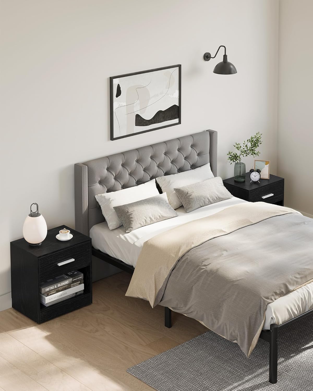 VASAGLE - table de nuit lot de 2 - tiroir, compartiment ouvert, noir - LET819T56