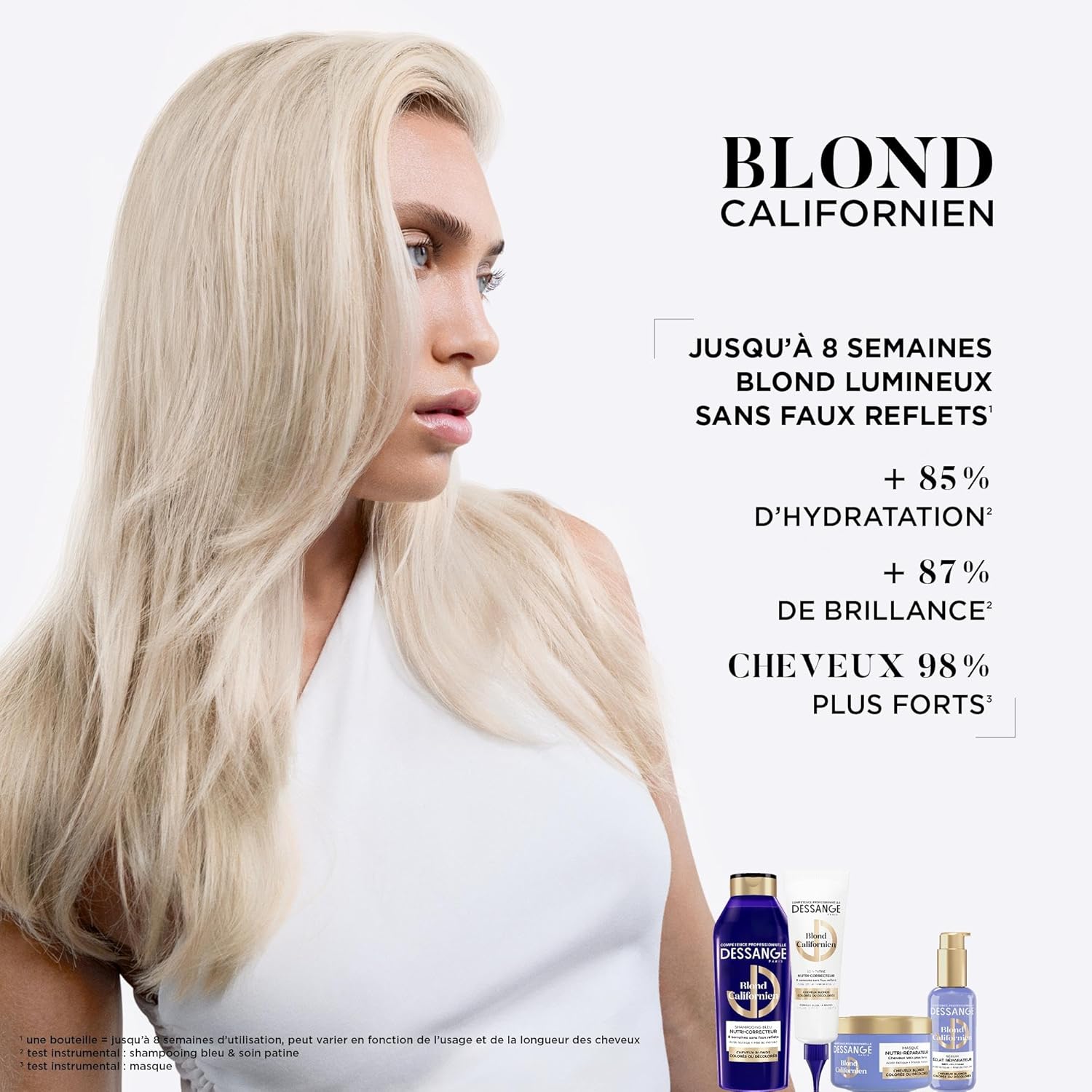 DESSANGE - Shampoing Blond Californien - 280ml - nourrit, neutralise les reflets jaunes