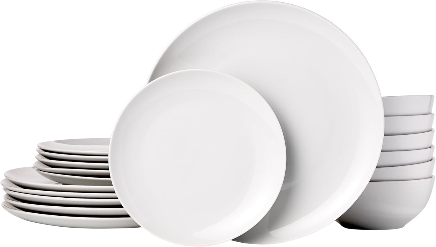 maxi-dealzz Basics - service de table 18 pièces - porcelaine blanche - pour 6 personnes