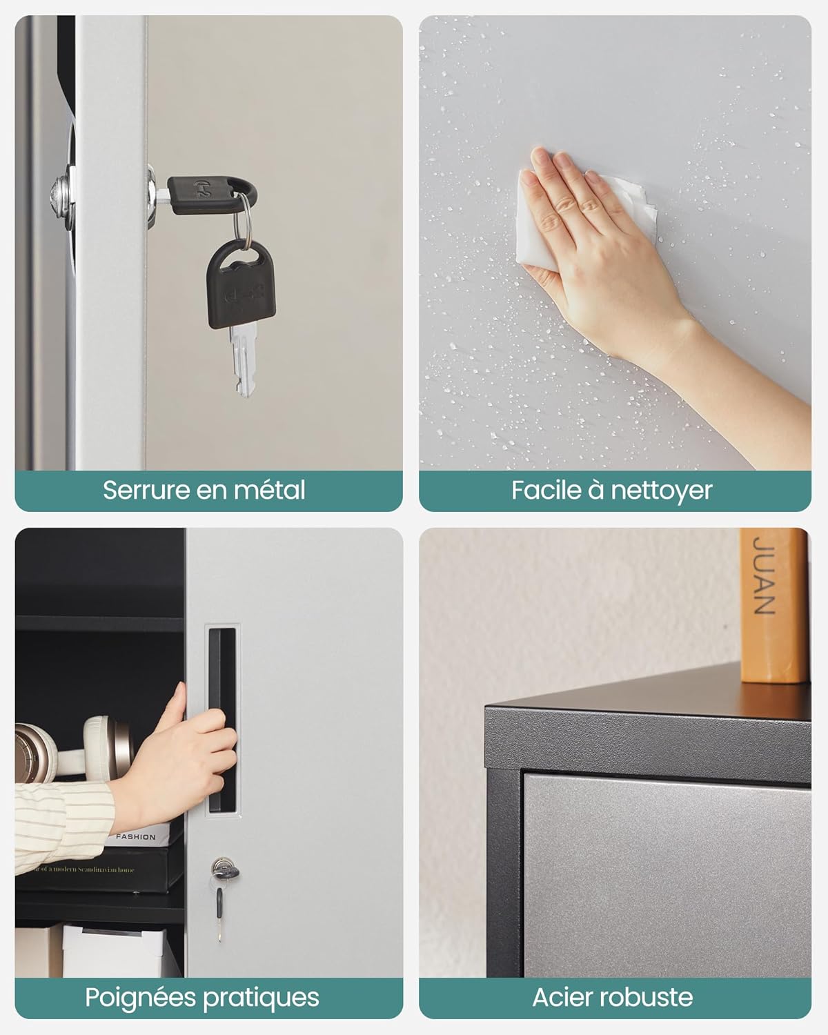 SONGMICS - meuble de rangement acier 40x80x180cm, 5 niveaux, portes verrouillables, étagères ajustables, OMC015S01