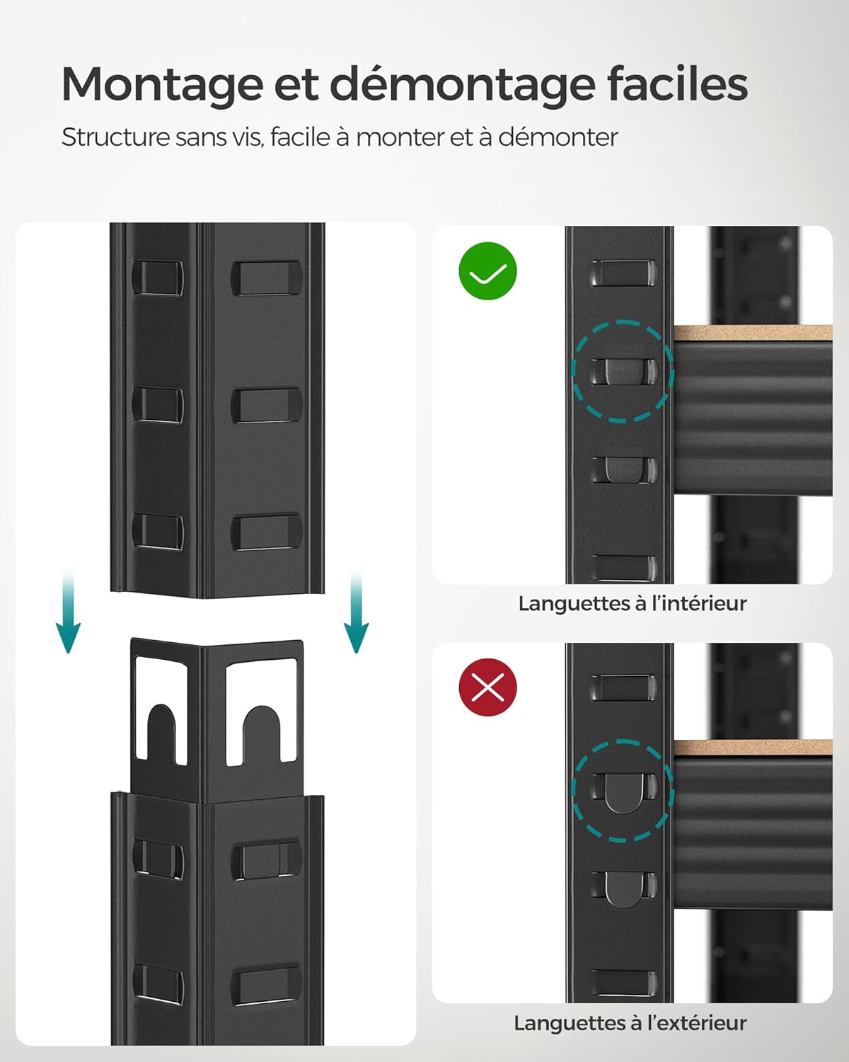SONGMICS - étagère à 5 niveaux, 30x75x150cm, 650kg, planches réglables, GLR030B02
