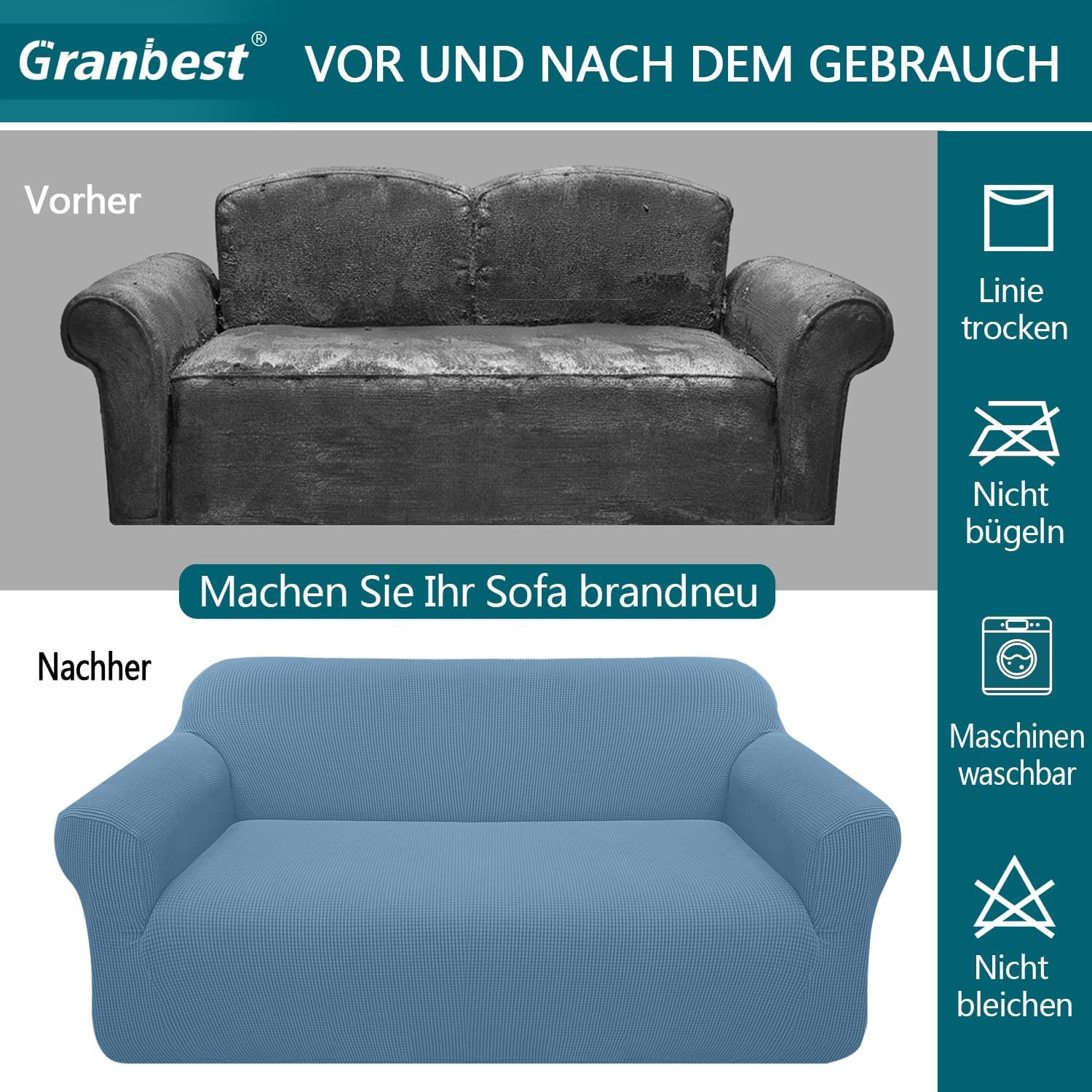 Granbest - housse de canapé moderne, 3 places, jacquard élastique, protection animaux