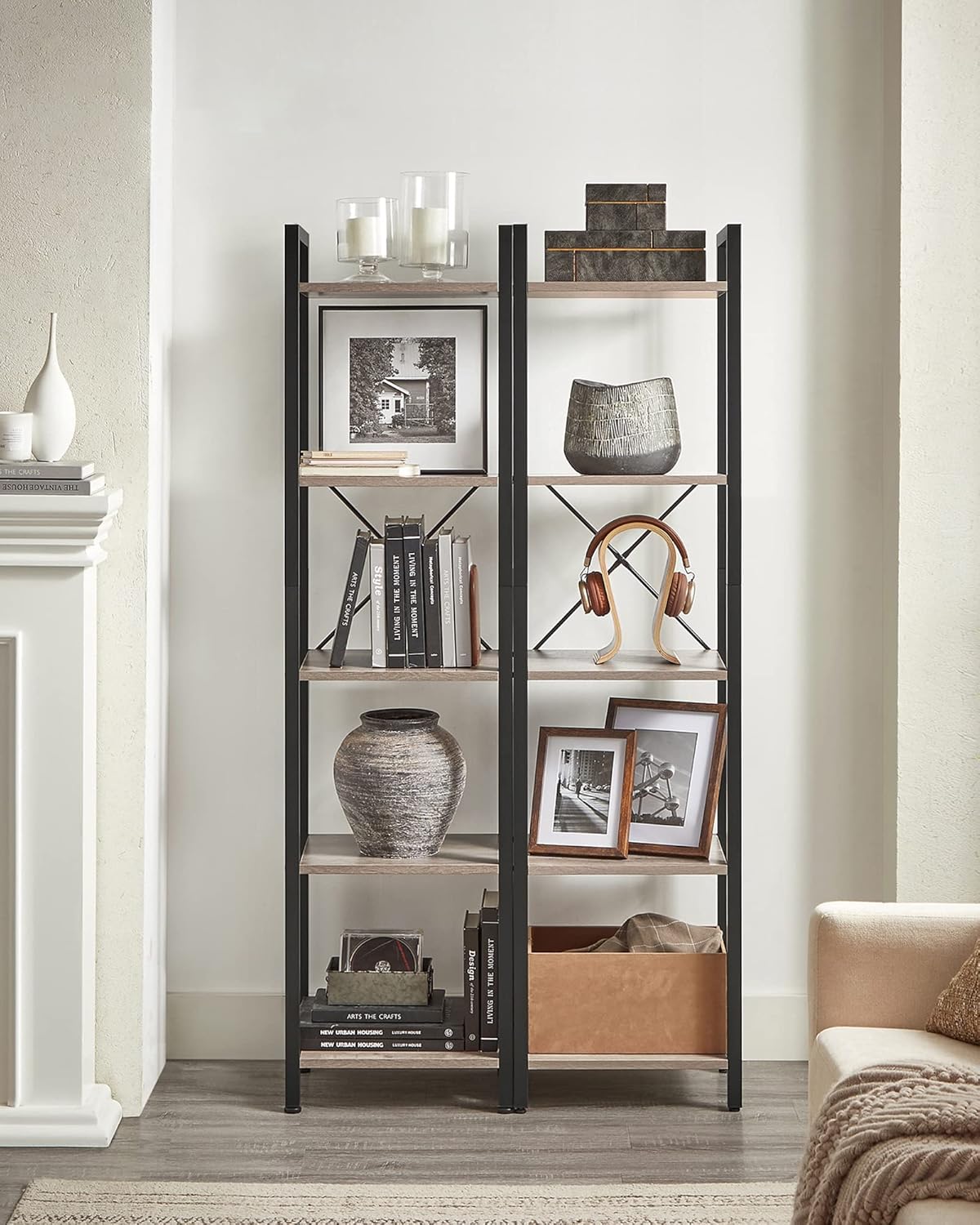 VASAGLE - étagère industrielle 5 niveaux 30x39,6x154cm, rangement LLS100B02