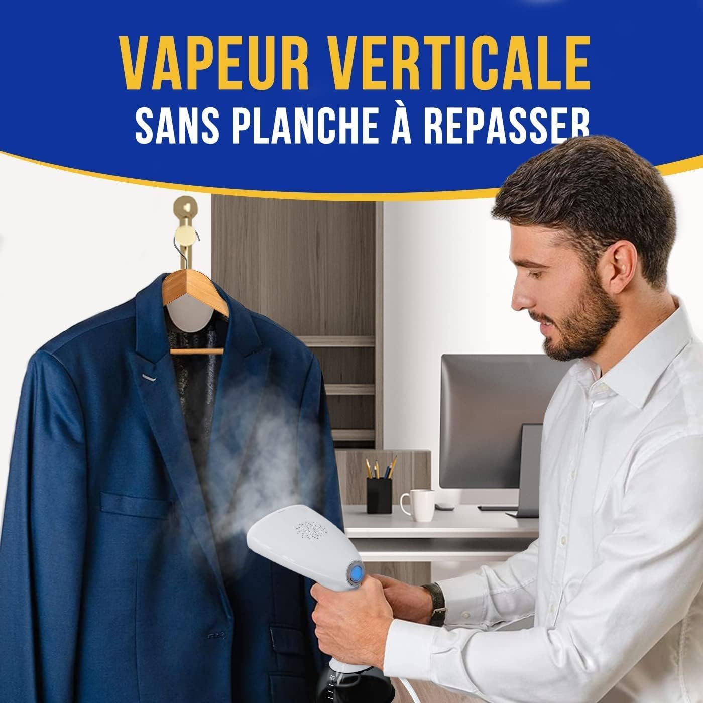 Défroisseur vapeur portable - 1640W, 400ml - Blanc, haute puissance
