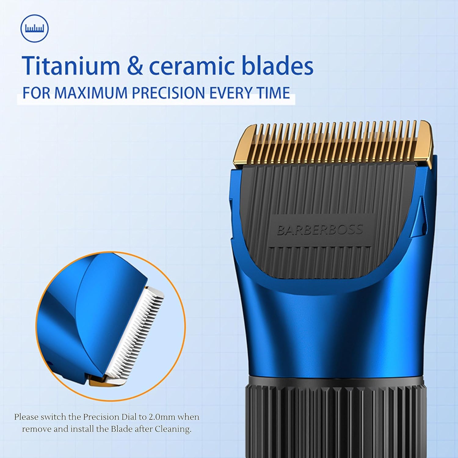 BarberBoss – tondeuse barbe/cheveux – étanche, céramique, LED, charge rapide – QR-2082