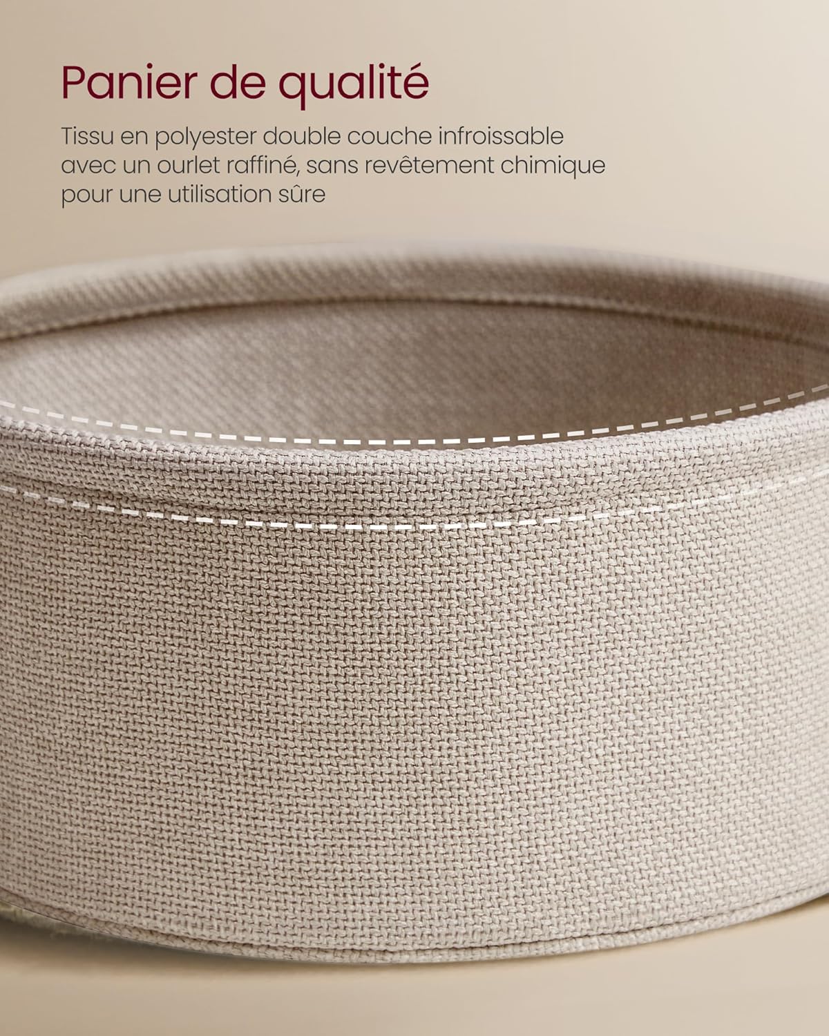 VASAGLE - Petite table basse ronde, panier tissu, multiprise, 40x40cm, style moderne, LET228W02